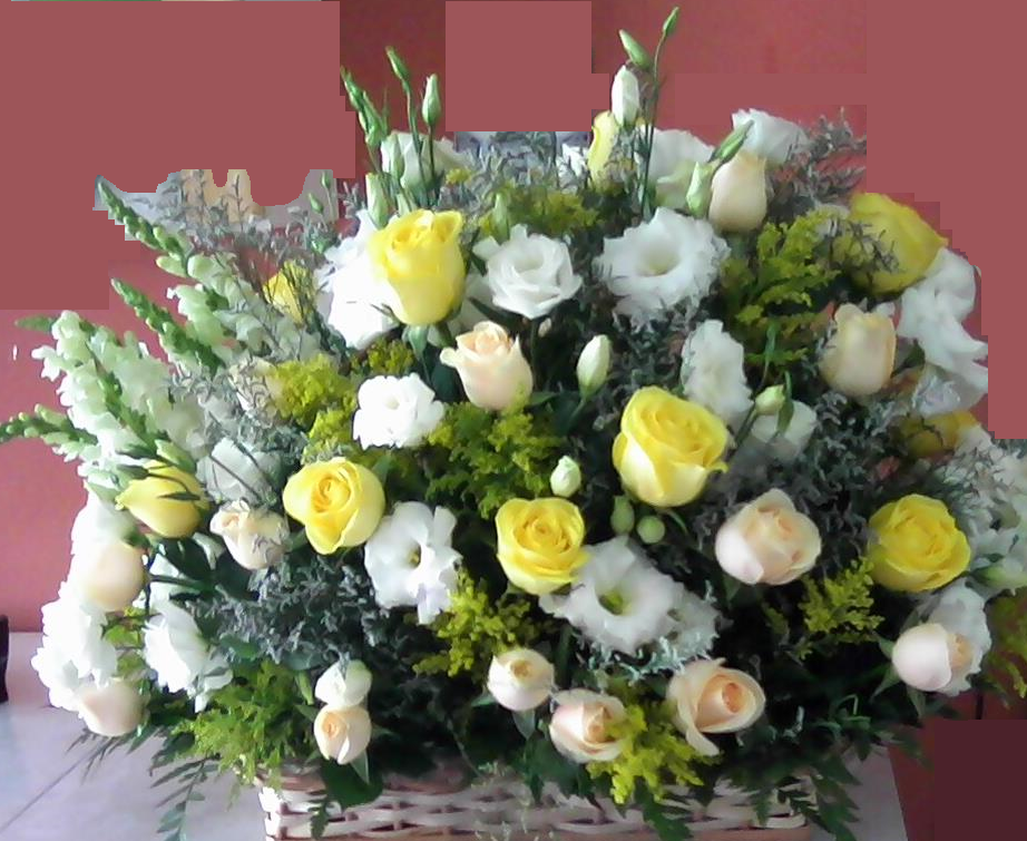 Cesta de Flores do Campo com Rosas