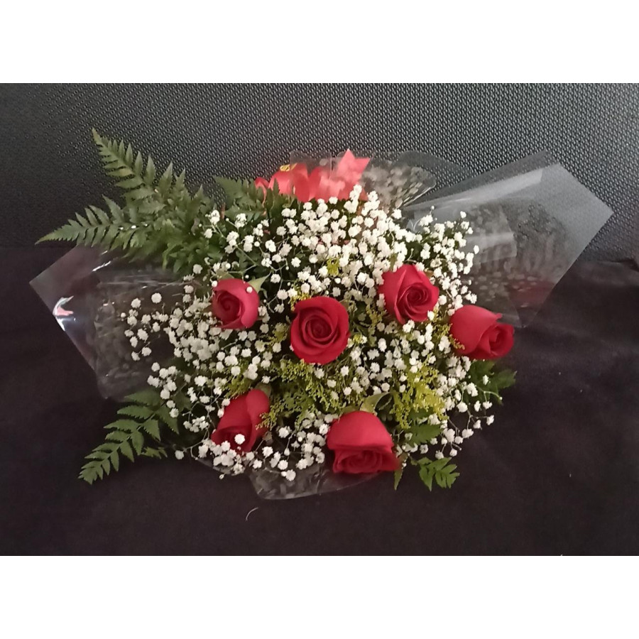 Buquê tradicional com 6 rosas nacionais